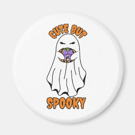 Niedlich, aber Spooky Halloween Ghost Holing a Pum Magnet