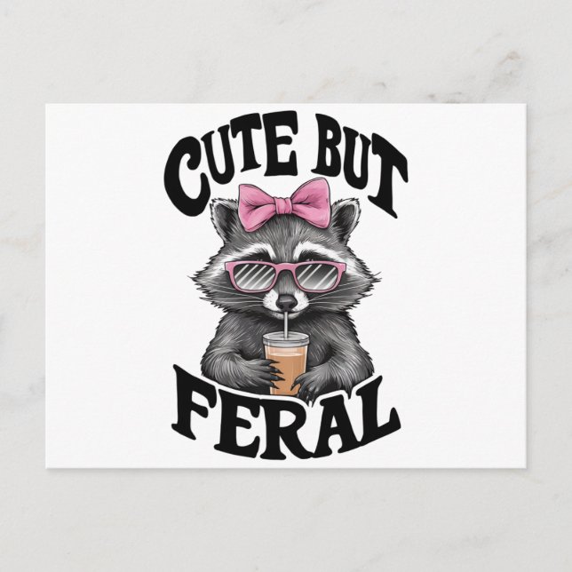 Niedlich aber Wild Racoon mit Sonnenbrille Racoon Postkarte (Vorderseite)