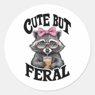 Niedlich aber Wild Racoon mit Sonnenbrille Racoon Runder Aufkleber