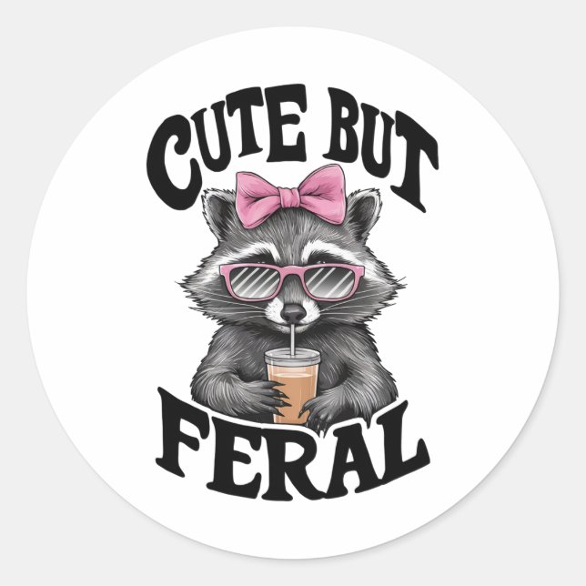 Niedlich aber Wild Racoon mit Sonnenbrille Racoon Runder Aufkleber (Vorderseite)