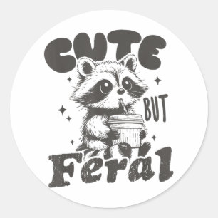 Niedlich, aber wilde, lustige Racoon mit Gles Klei Runder Aufkleber