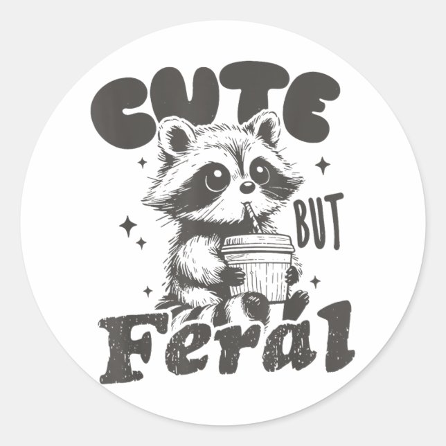Niedlich, aber wilde, lustige Racoon mit Gles Klei Runder Aufkleber (Vorderseite)