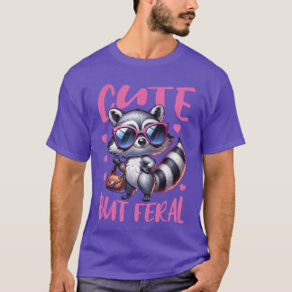 Niedlich, aber wildes Retro-Waschbär-Frauen-Mädche T-Shirt