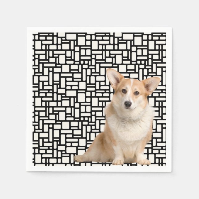 Niedlich Abstrakt Corgi Serviette (Vorderseite)