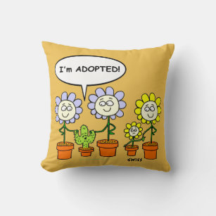 Niedlich Adoptiert Cactus Cartoon Wüste Gold Hinte Kissen