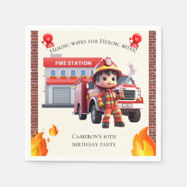 Niedlich Adorable 3D Feuerwehrmännchen mit Feuerwe Serviette
