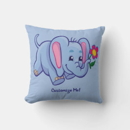 Niedlich & Adorable Baby Elephant Blue Personalisi Kissen