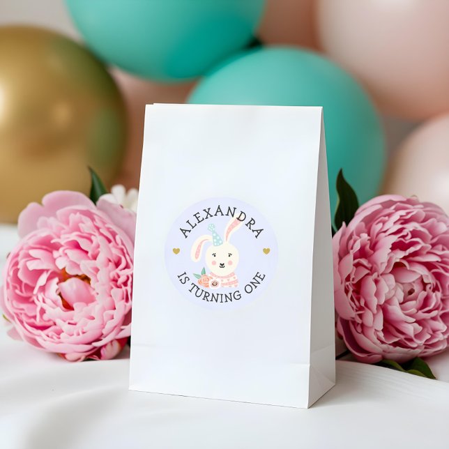 Niedlich Adorable Baby Kaninchen Party Tier Runder Aufkleber (Cute Adorable Baby Rabbit Party Animal Classic Round Sticker)
