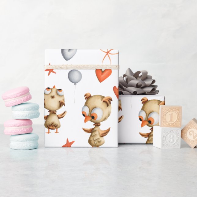 Niedlich Adorable Baby Owl Kids Geschenkpapier (Babyparty)