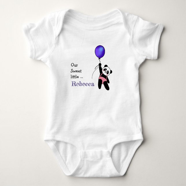 Niedlich Adorable Baby Panda mit Blue Balloon Baby Strampler (Vorderseite)