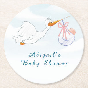 Niedlich Adorable Birds Carry Girls Babydusche Runder Pappuntersetzer