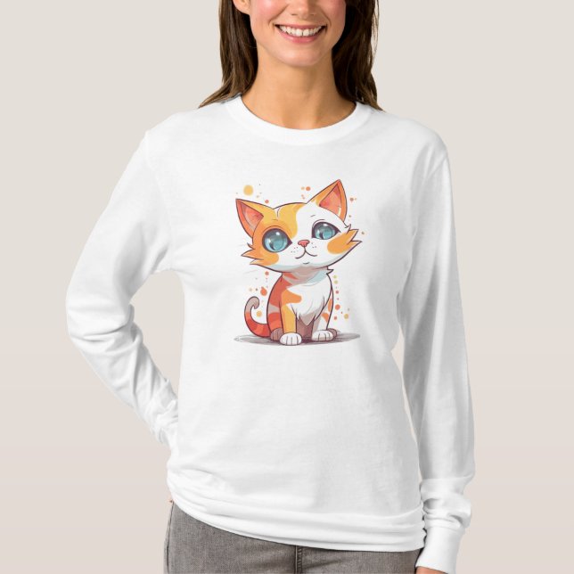 Niedlich Adorable Brown Cat T-Shirt (Vorderseite)