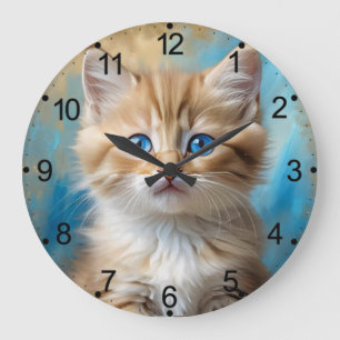 Niedlich Adorable Cat Portrait Große Wanduhr