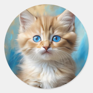 Niedlich Adorable Cat Portrait Runder Aufkleber