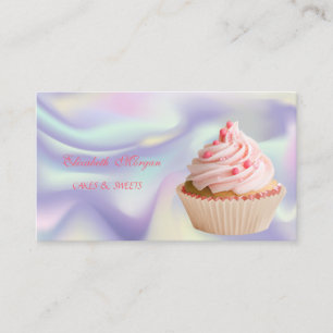 Niedlich Adorable Elegante Cupcake Bäckerei Hologr Visitenkarte