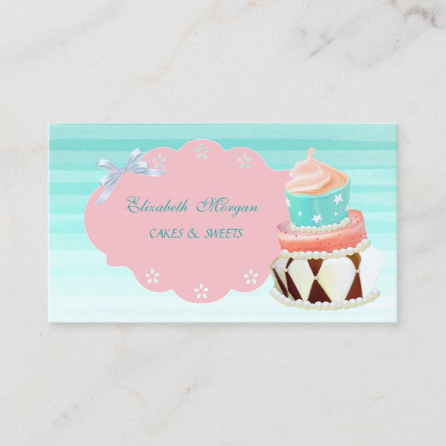 Niedlich Adorable Girly Modern, Ombre, Cake Visitenkarte (Vorderseite)