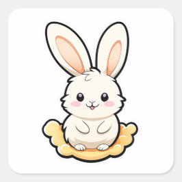 Niedlich Adorable Kaninchen Quadratischer Aufkleber