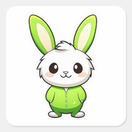 Niedlich Adorable Kaninchen Quadratischer Aufkleber