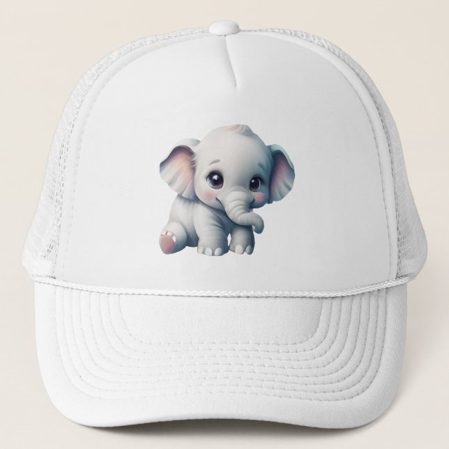 Niedlich Adorable Kawaii Baby Elephant Truckerkappe (Vorderseite)