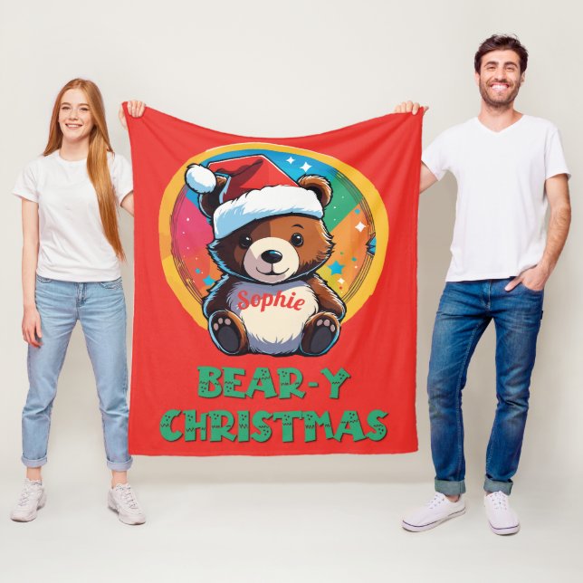 Niedlich Adorable Kawaii Chibi Bär y Weihnachtsbär Fleecedecke (Beispiel)