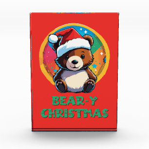 Niedlich Adorable Kawaii Chibi Bär y Weihnachtsbär Fotoblock
