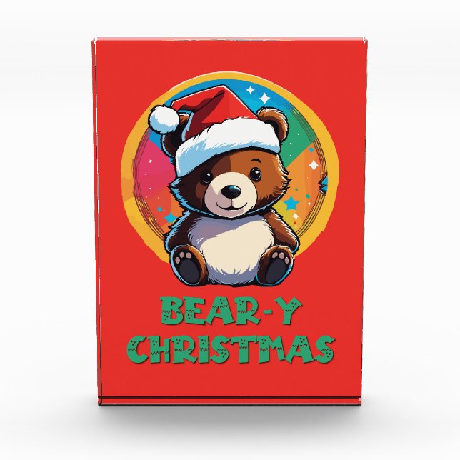 Niedlich Adorable Kawaii Chibi Bär y Weihnachtsbär Fotoblock (Vorderseite)