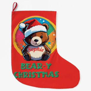 Niedlich Adorable Kawaii Chibi Bär y Weihnachtsbär Großer Weihnachtsstrumpf