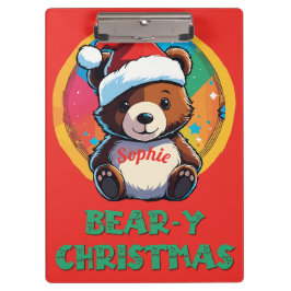 Niedlich Adorable Kawaii Chibi Bär y Weihnachtsbär Klemmbrett