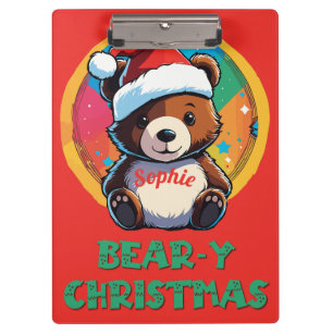 Niedlich Adorable Kawaii Chibi Bär y Weihnachtsbär Klemmbrett