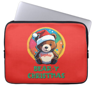 Niedlich Adorable Kawaii Chibi Bär y Weihnachtsbär Laptopschutzhülle