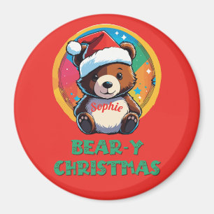 Niedlich Adorable Kawaii Chibi Bär y Weihnachtsbär Magnet