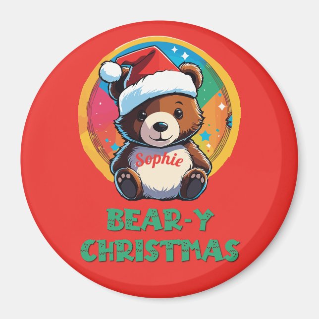 Niedlich Adorable Kawaii Chibi Bär y Weihnachtsbär Magnet (Vorne)