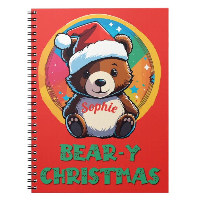 Niedlich Adorable Kawaii Chibi Bär y Weihnachtsbär Notizblock (Vorderseite)