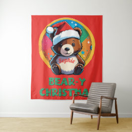 Niedlich Adorable Kawaii Chibi Bär y Weihnachtsbär Wandteppich