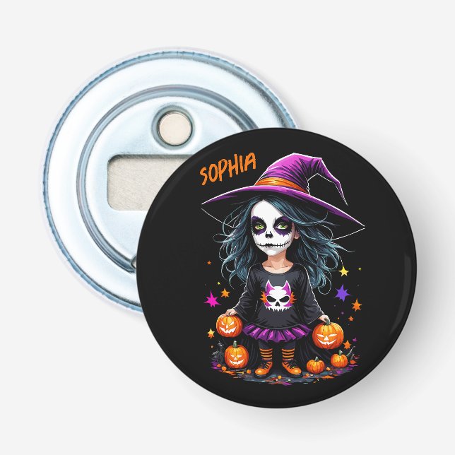 Niedlich Adorable Kawaii Halloween Hexe Flaschenöffner (Vorderseite)