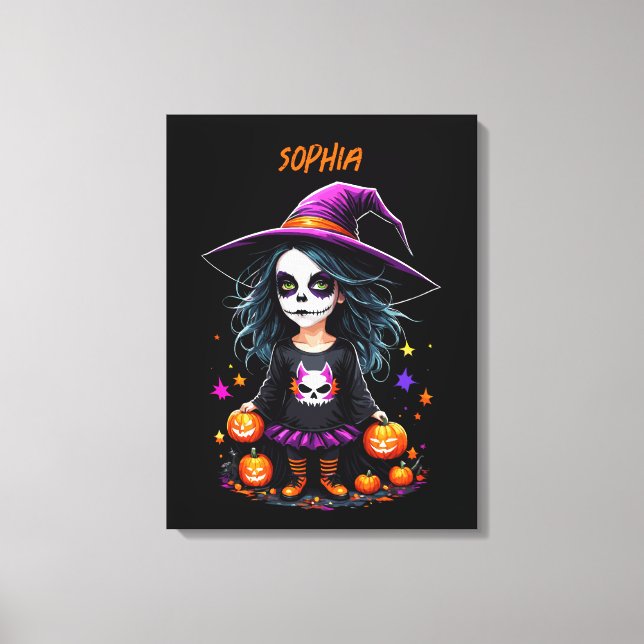 Niedlich Adorable Kawaii Halloween Hexe Leinwanddruck (Vorderseite)