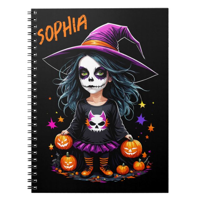 Niedlich Adorable Kawaii Halloween Hexe Notizblock (Vorderseite)