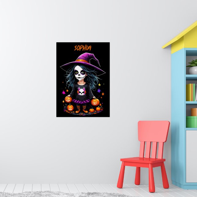 Niedlich Adorable Kawaii Halloween Hexe Poster (Kinderzimmer 1)