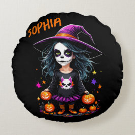 Niedlich Adorable Kawaii Halloween Hexe Rundes Kissen