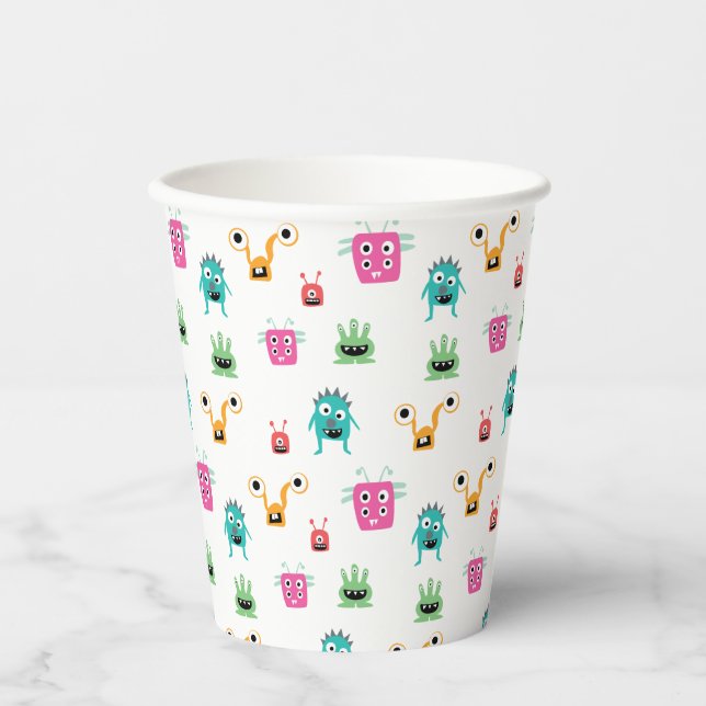 Niedlich Adorable Monsters farbenfrohe Kinder Jung Pappbecher (Vorderseite)