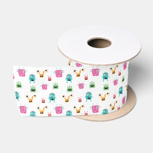 Niedlich Adorable Monsters farbenfrohe Kinder Jung Satinband