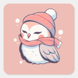 Niedlich Adorable Pink Winter Weihnachtskugel Kawa Quadratischer Aufkleber