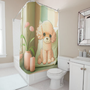 Niedlich Adorable Poodle Doppy Puppy Artwork   Duschvorhang