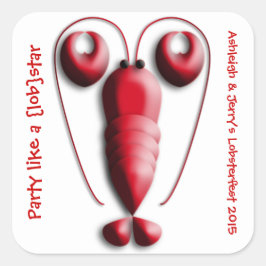 Niedlich Adorable Red Hummer Herz-Shaped Pincers Quadratischer Aufkleber