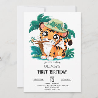 Niedlich Adorable Tiger 1. Geburtstag digital Einladung