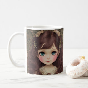 Niedlich Adorable Vintage Art Chibi Kawaii Girl de Kaffeetasse
