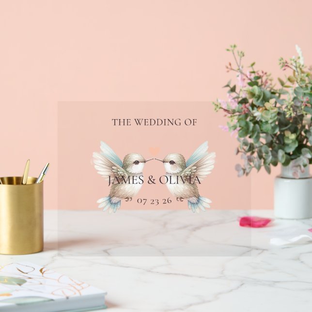 Niedlich Adorable Wedding Hummingbird Acrylschild (Hochzeit)