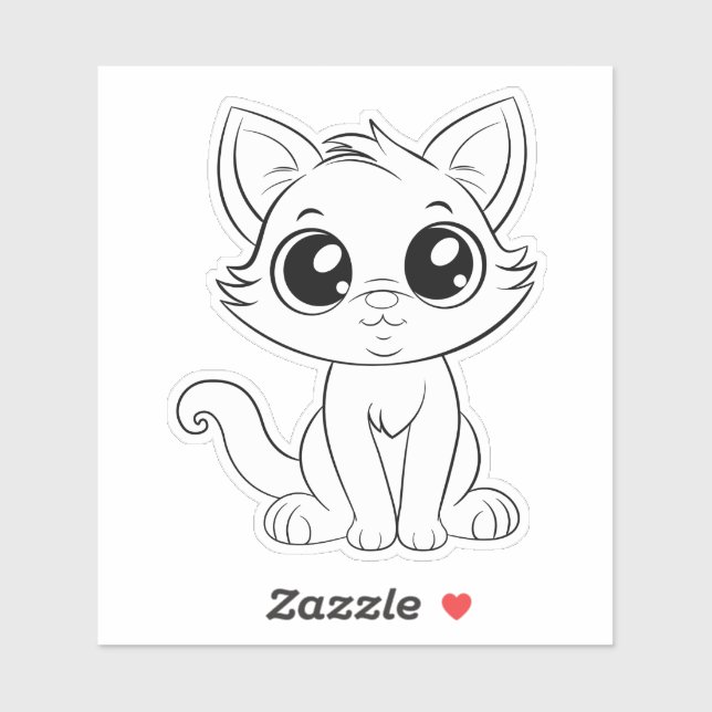 Niedlich Adorable White Cat Aufkleber (Blatt)