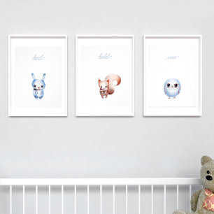 Niedlich Adorable Woodland Owl Boy Baby Kinderzimm Poster