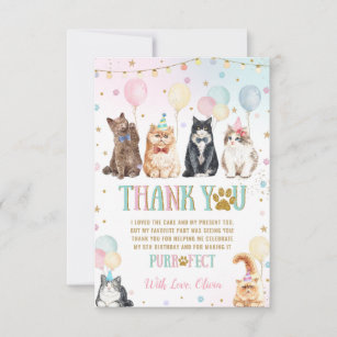 Niedlich Adortable Pawty Cats Balloons Geburtstags Dankeskarte
